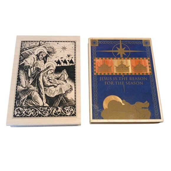 Christmas Nativity Rubber Stamp Inkadinkado 95633y +Jesus Is The Reason OR1016 - Picture 1 of 8
